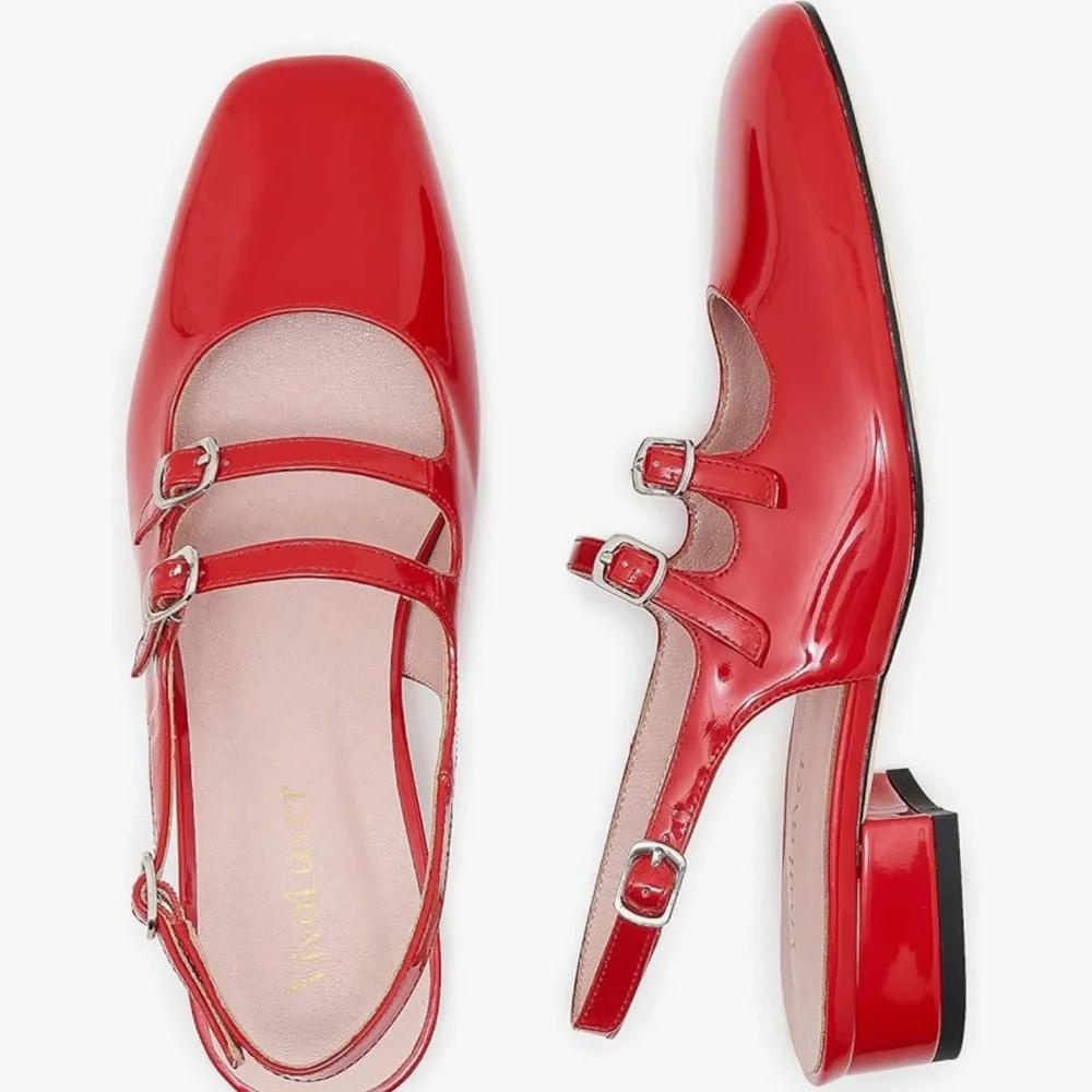 Red Patent Leather Women's Dress Shoes - Picture 2 of 5